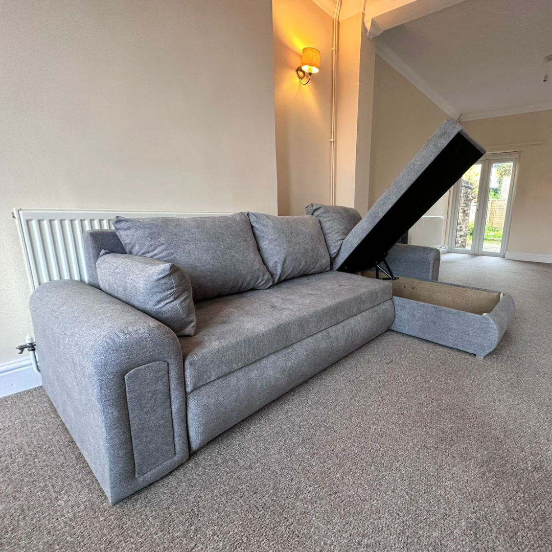 Berlin Stylish and Functional Corner Sofa Bed Grey