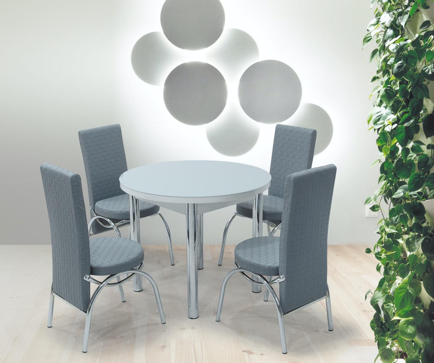 Grey and white Round Dining Table