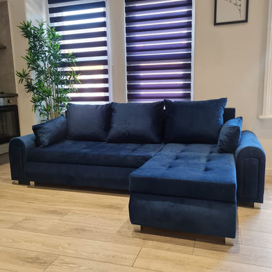 Berlin Stylish and Functional Corner Sofa Bed Blue