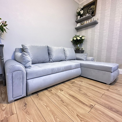 Berlin Stylish and Functional Corner Sofa Bed Silver