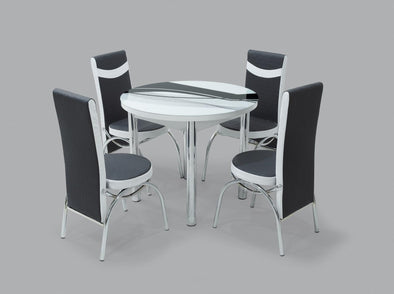 Black Wave Round Dining Table