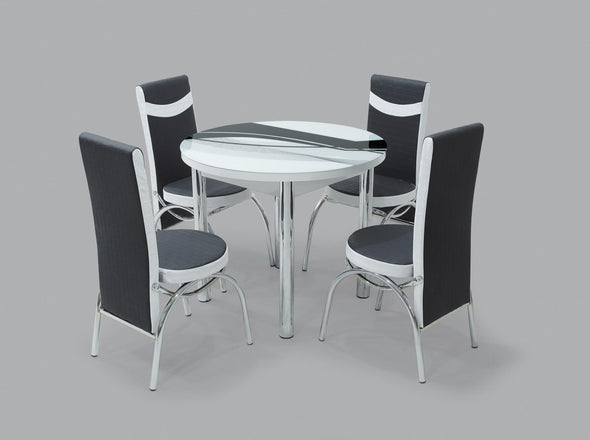 Black Wave Round Dining Table