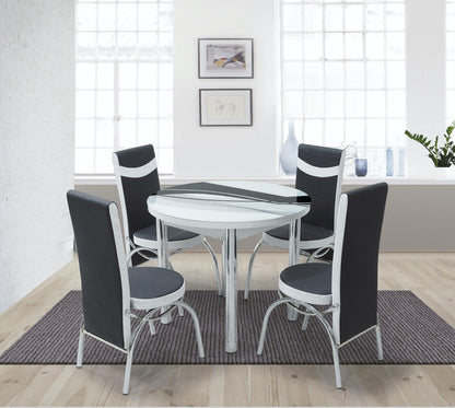 Black Wave Round Dining Table