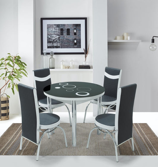 Black Bubble Round Dining Set