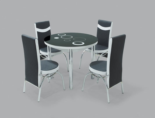 Black Bubble Round Dining Set