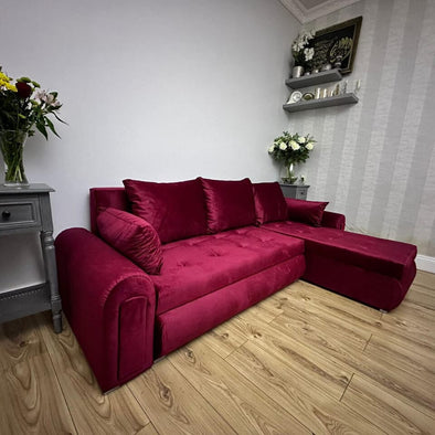 Berlin Stylish and Functional Corner Sofa Bed Red