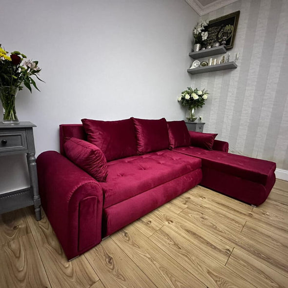 Berlin Stylish and Functional Corner Sofa Bed Red