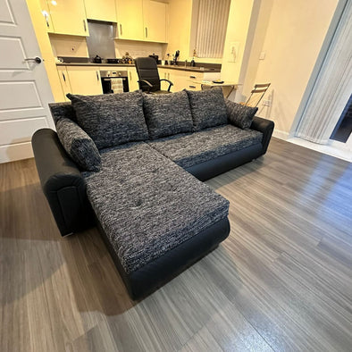 Berlin Stylish and Functional Corner Sofa Bed Charcoal