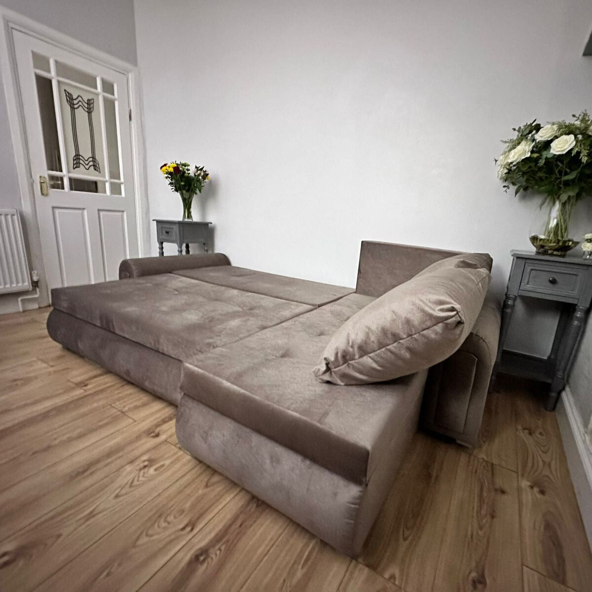 Berlin Stylish and Functional Corner Sofa Bed Brown