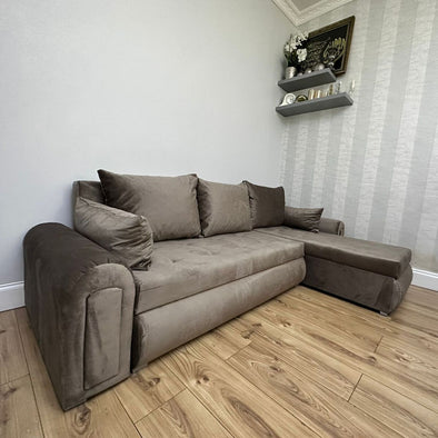 Berlin Stylish and Functional Corner Sofa Bed Brown