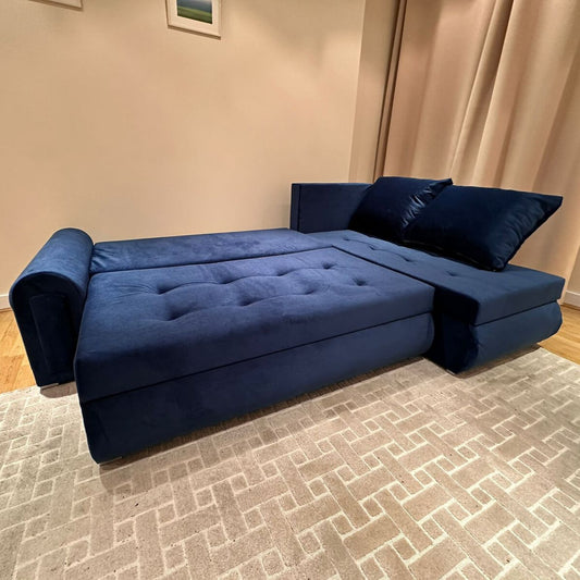 Berlin Stylish and Functional Corner Sofa Bed Blue